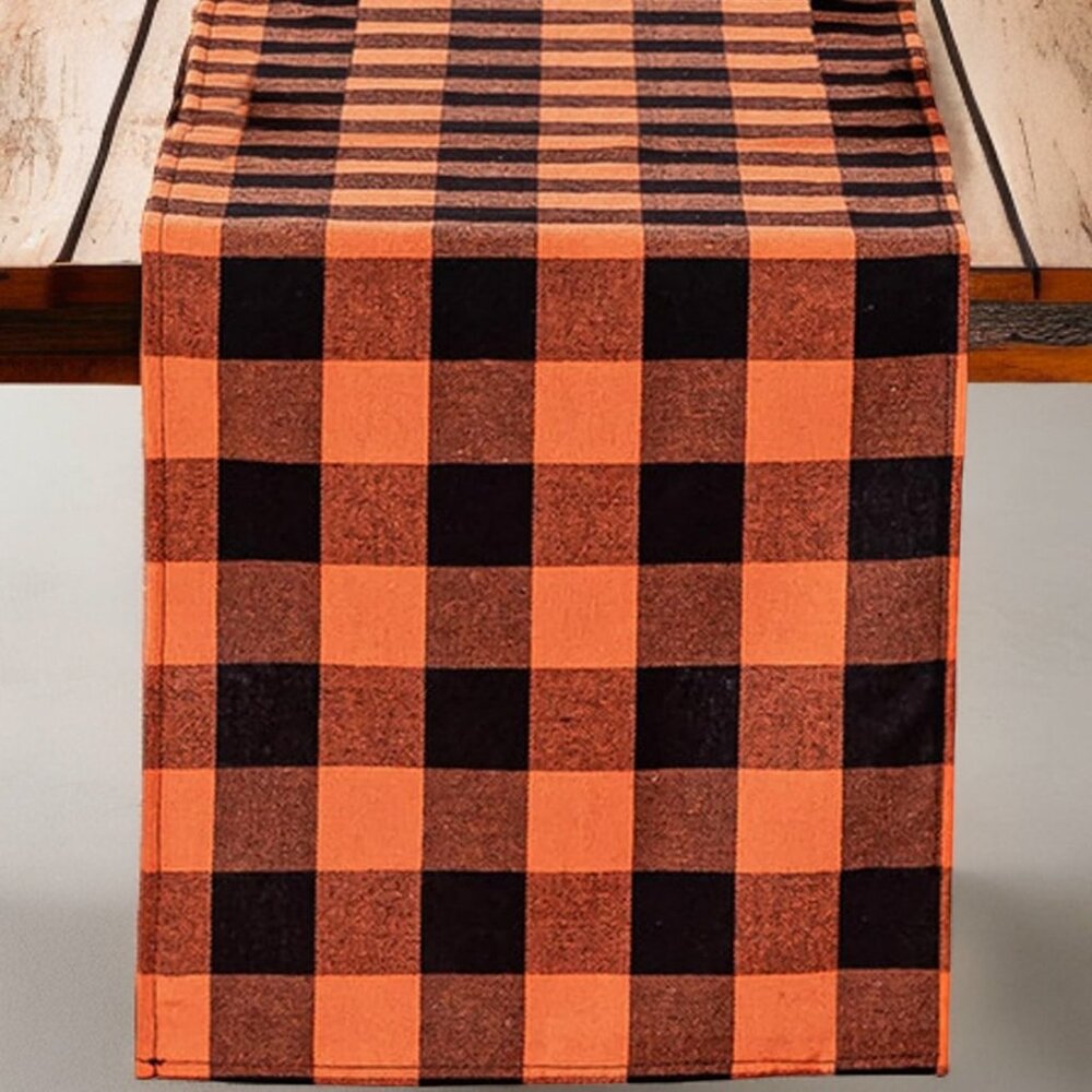 Fall Table Runner Plaid Decorative Halloween Decor Thanksgiving Decoration 70"